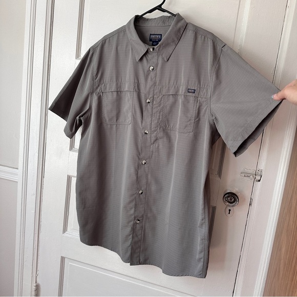 Smiths Workwear Men’s Button Front Shirt L Ripstop Collared Short Sleeve Utility - Picture 8 of 11